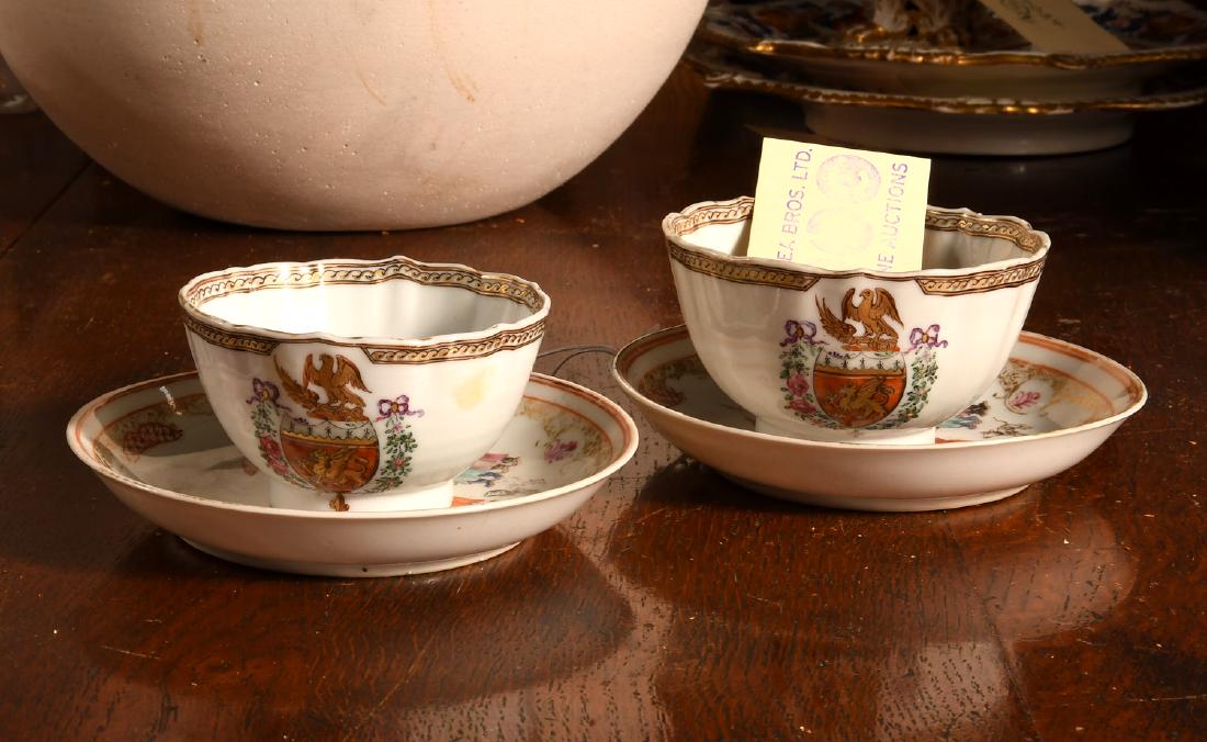 (2) Chinese Export armorial cups and saucers (1 of 6)