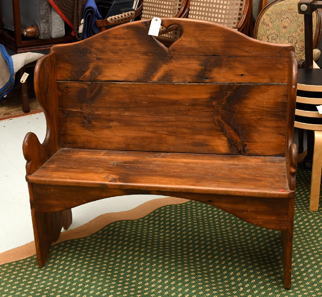 Country pine folk art bench (1 of 10)