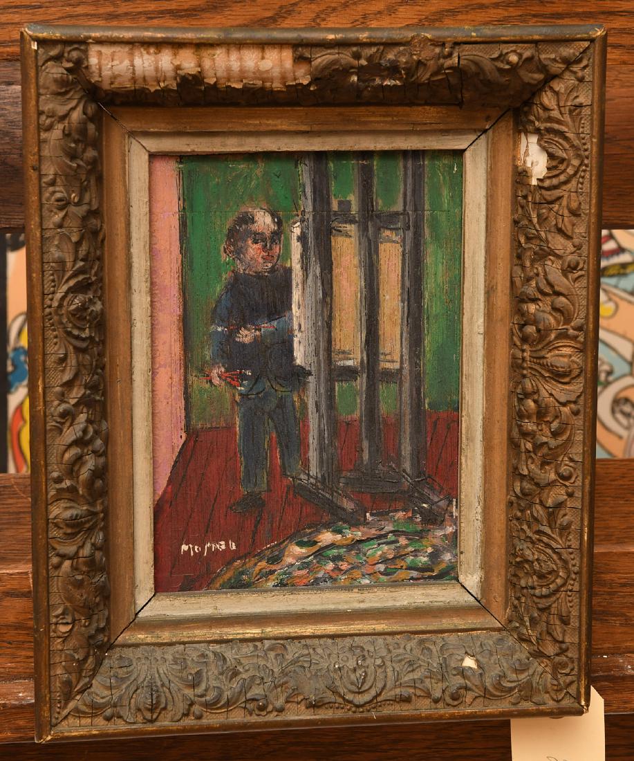 Illegibly signed, self-portrait painting (1 of 5)