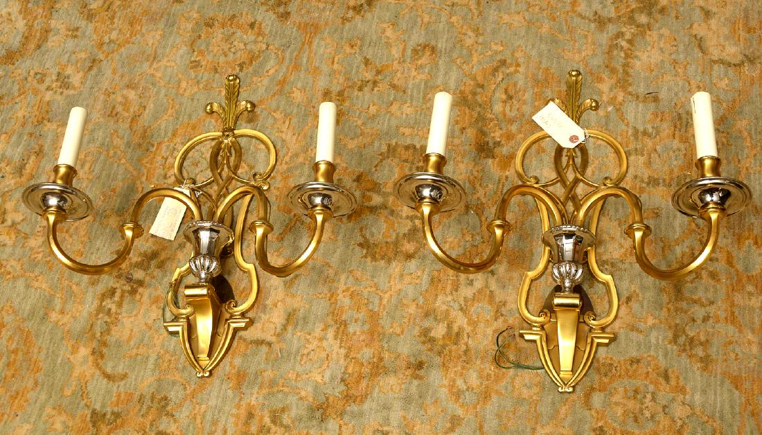 Pair Modernist brass, chrome plated sconces (1 of 7)