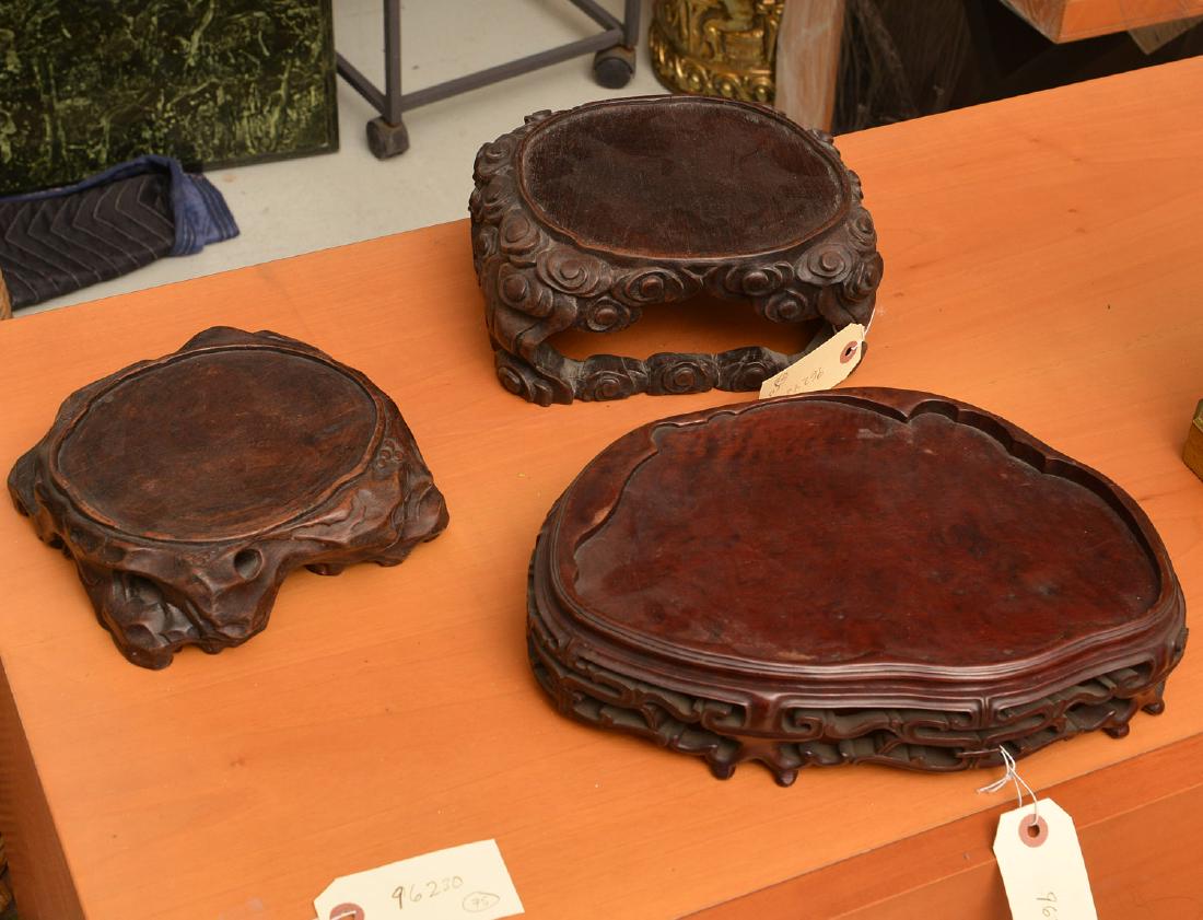 (3) large antique Chinese hardwood stands (1 of 4)