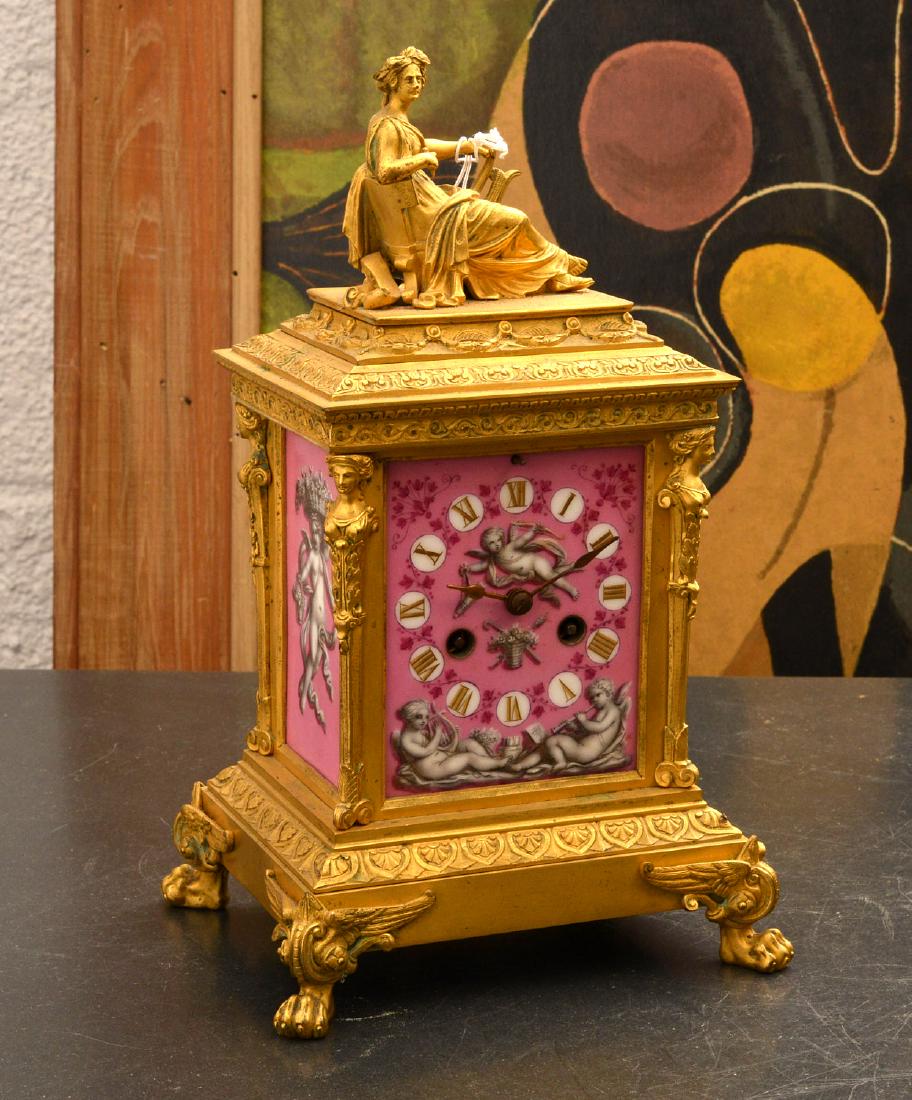 French dore bronze and porcelain figural clock (1 of 9)
