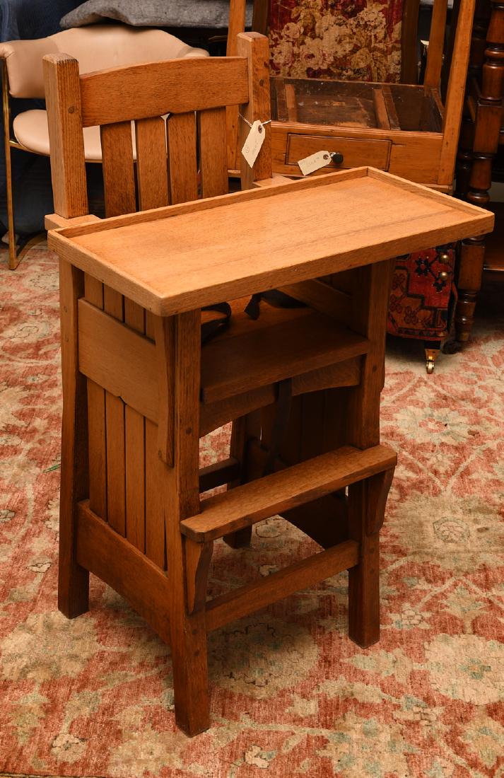 Arts & Crafts style oak high chair (1 of 8)