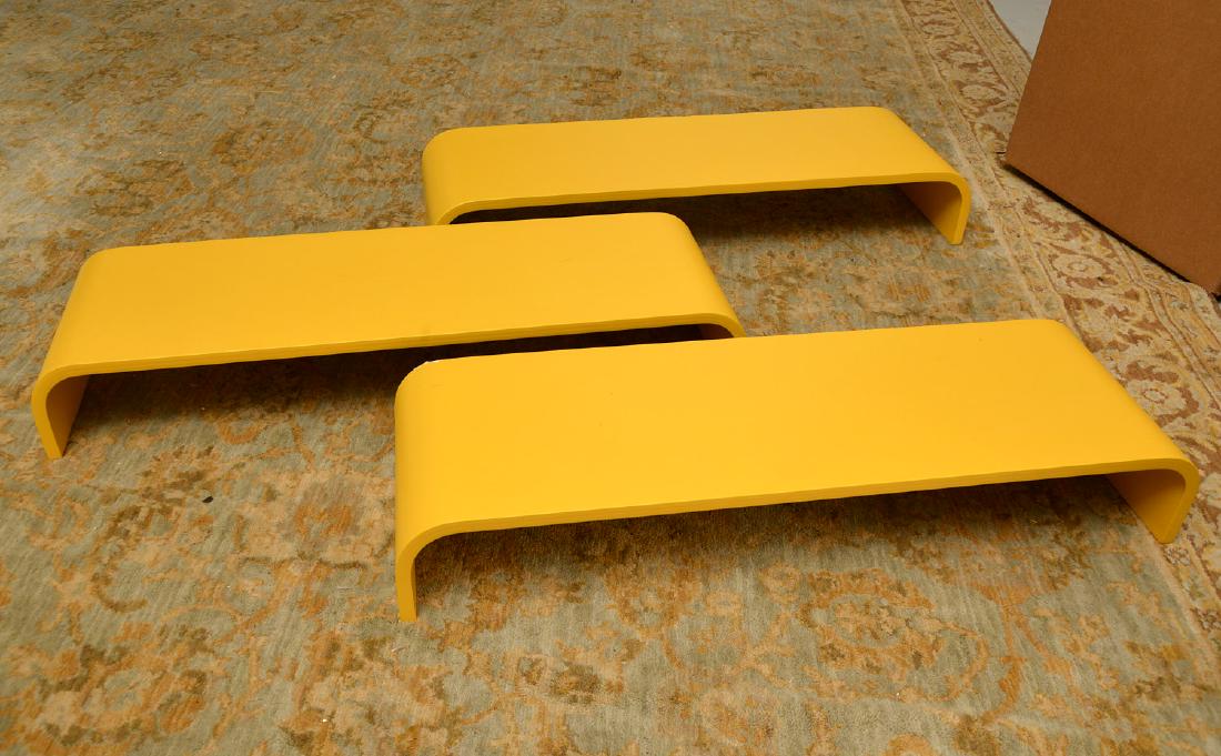 Set (3) curved yellow laminate shelves (1 of 7)