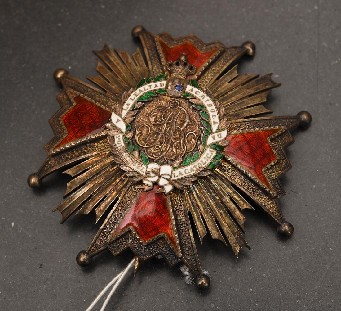 Order of Isabella the Catholic, 2nd class star: Order of Isabella the Catholic, 2nd class star, 20th c., enameled elements, monogrammed center, 2.75"dia.
