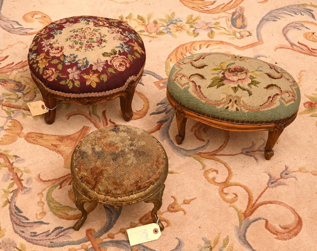 (3) Louis XV style needlework footstools (1 of 8)
