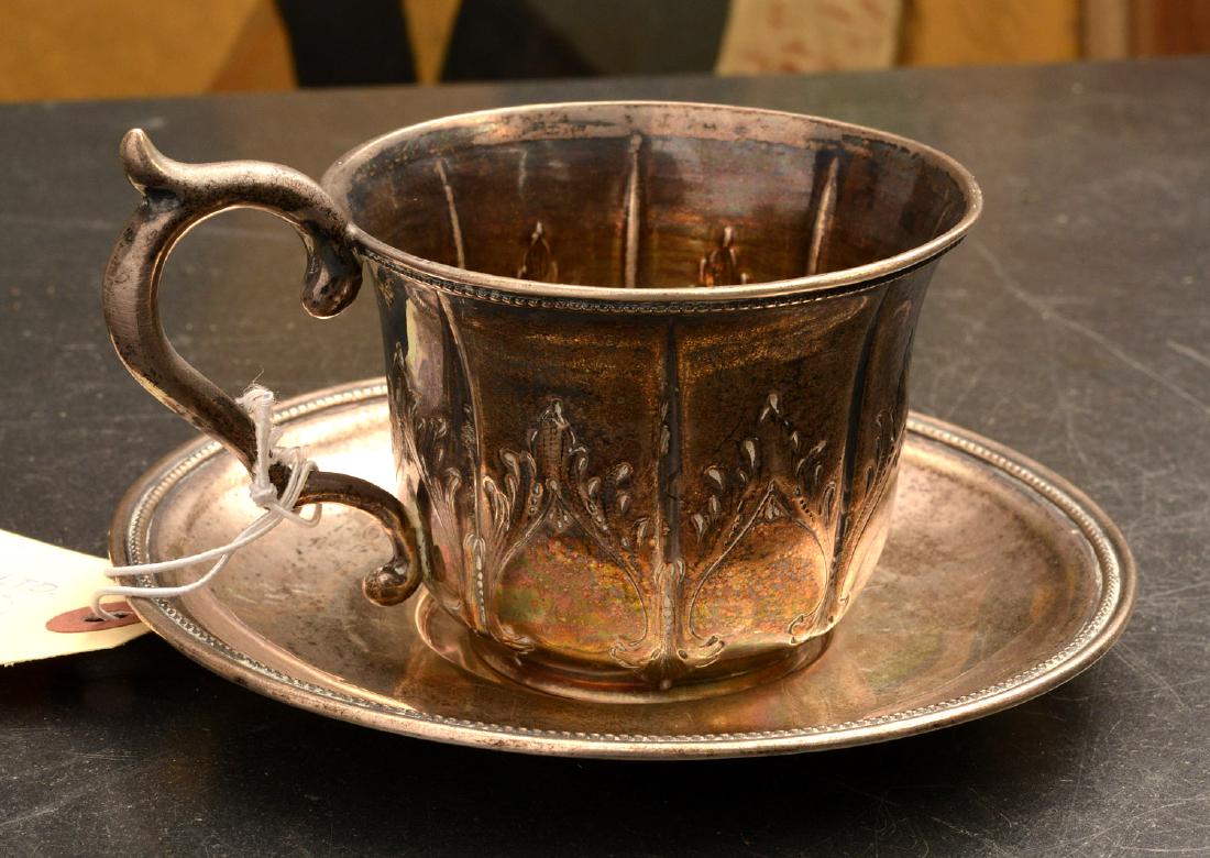 Coin Silver cup and saucer, Kuchler & Himmel (1 of 10)