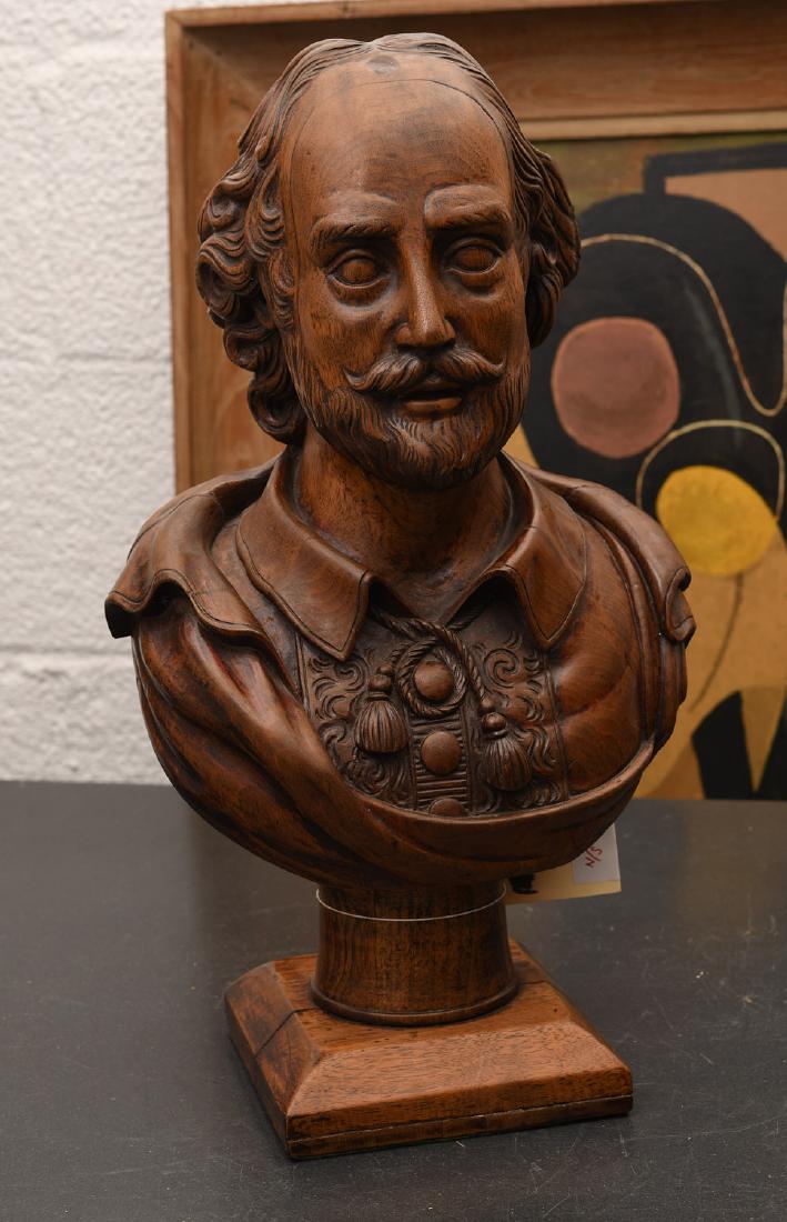 Carved walnut bust of William Shakespeare (1 of 8)