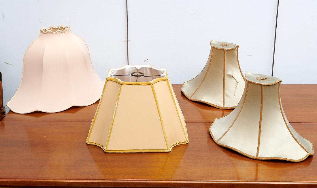 Group (4) vintage silk lamp shades