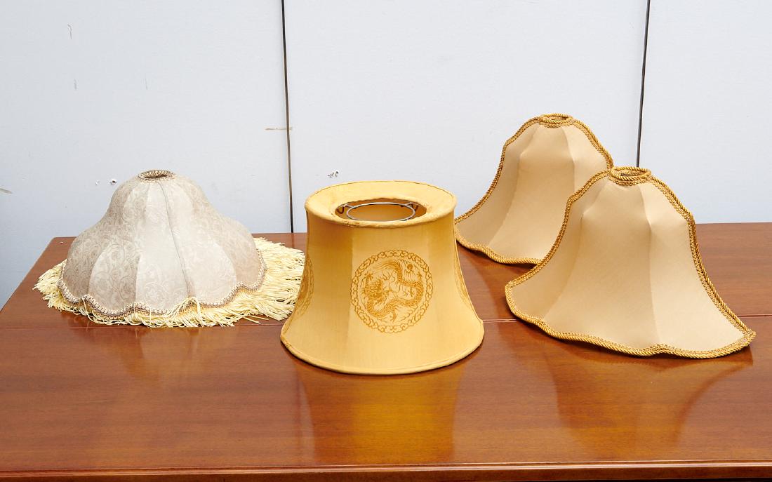 Group (4) vintage Chinoiserie silk lamp shades (1 of 10)