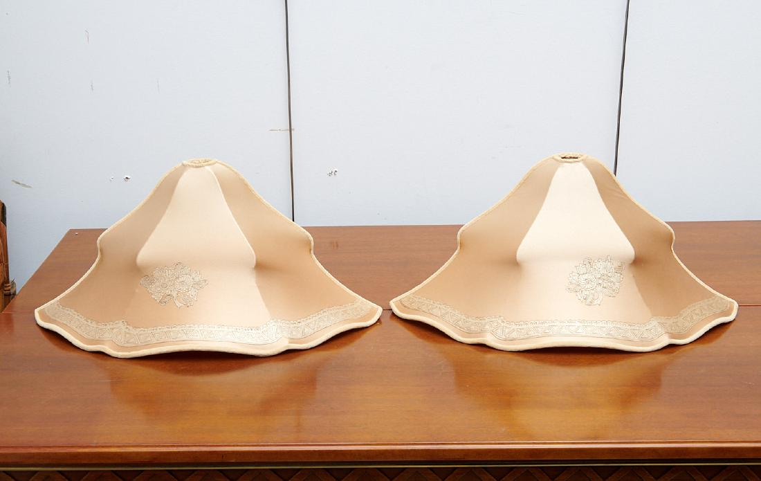Pair Art Deco pagoda form silk lamp shades (1 of 8)