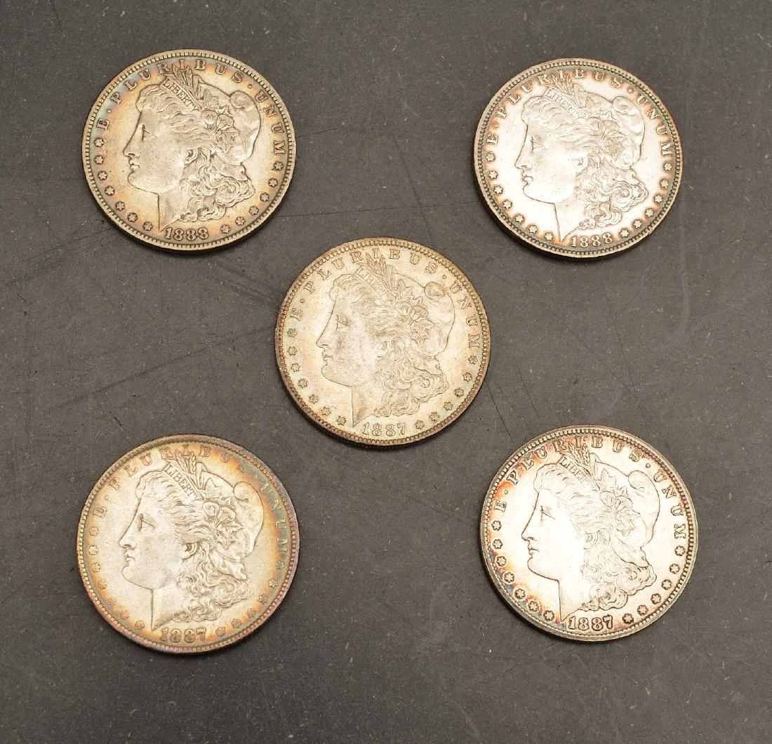 (5) 1887 & 1888 Morgan silver dollars (1 of 7)