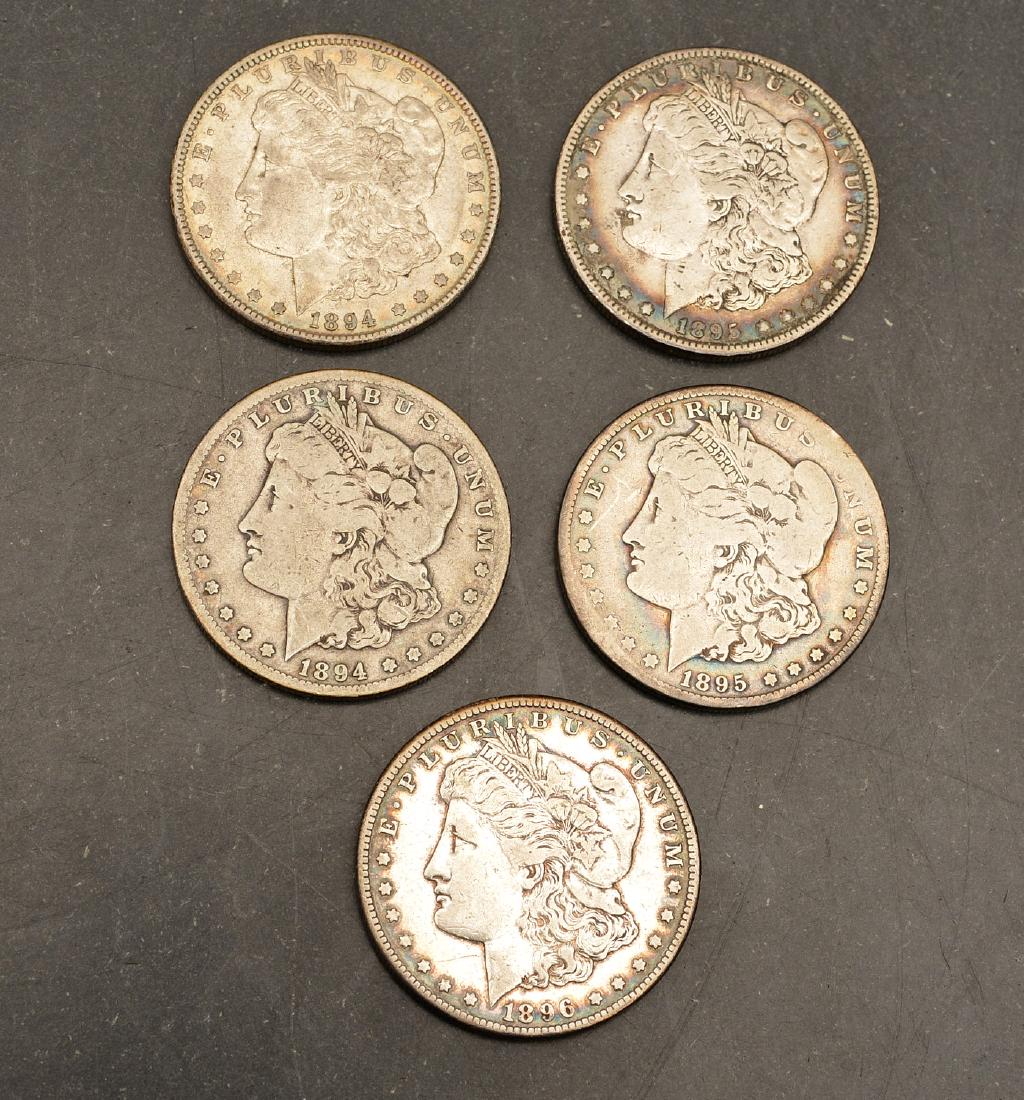 (5) 1894, 1895, & 1896 Morgan silver dollars (1 of 9)