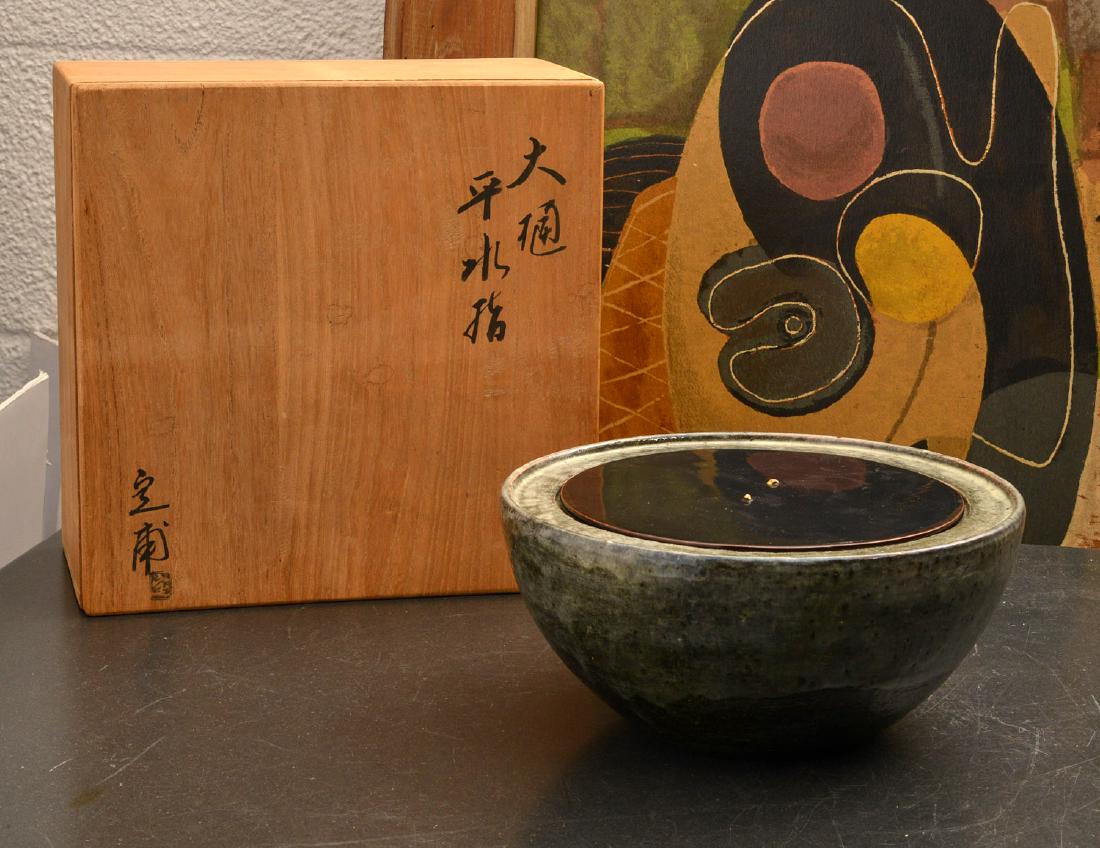 Japanese studio ceramic covered bowl (1 of 9)