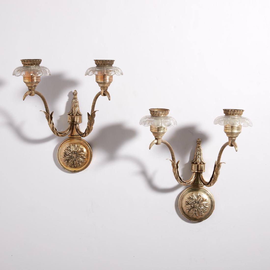 Pair elegant E.F. Caldwell silvered bronze sconces (1 of 7)