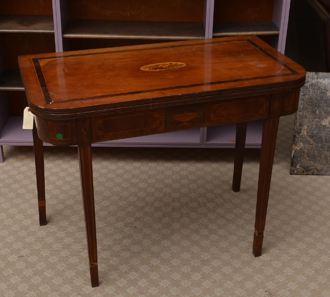 Antique mahogany inlaid games table (1 of 10)