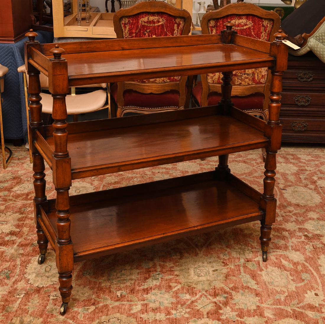 Sheraton style mahogany serving trolley (1 of 5)