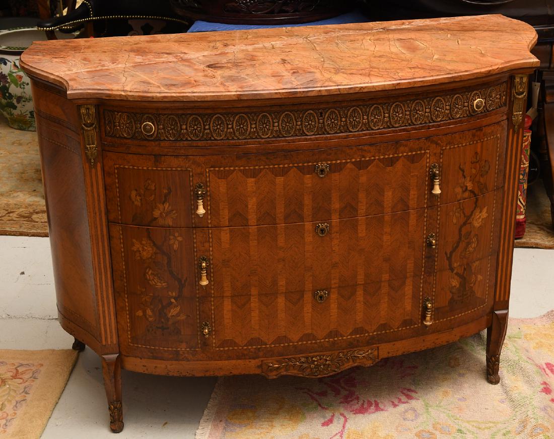 Transitional Louis XVI style marble top commode (1 of 10)