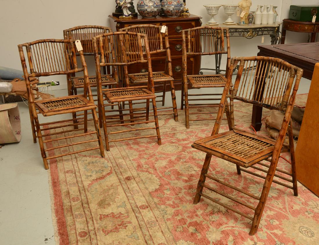 Set (6) bamboo folding chairs (1 of 9)