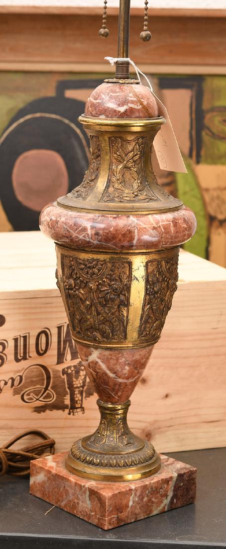 Continental bronze mounted rouge marble table lamp (1 of 6)