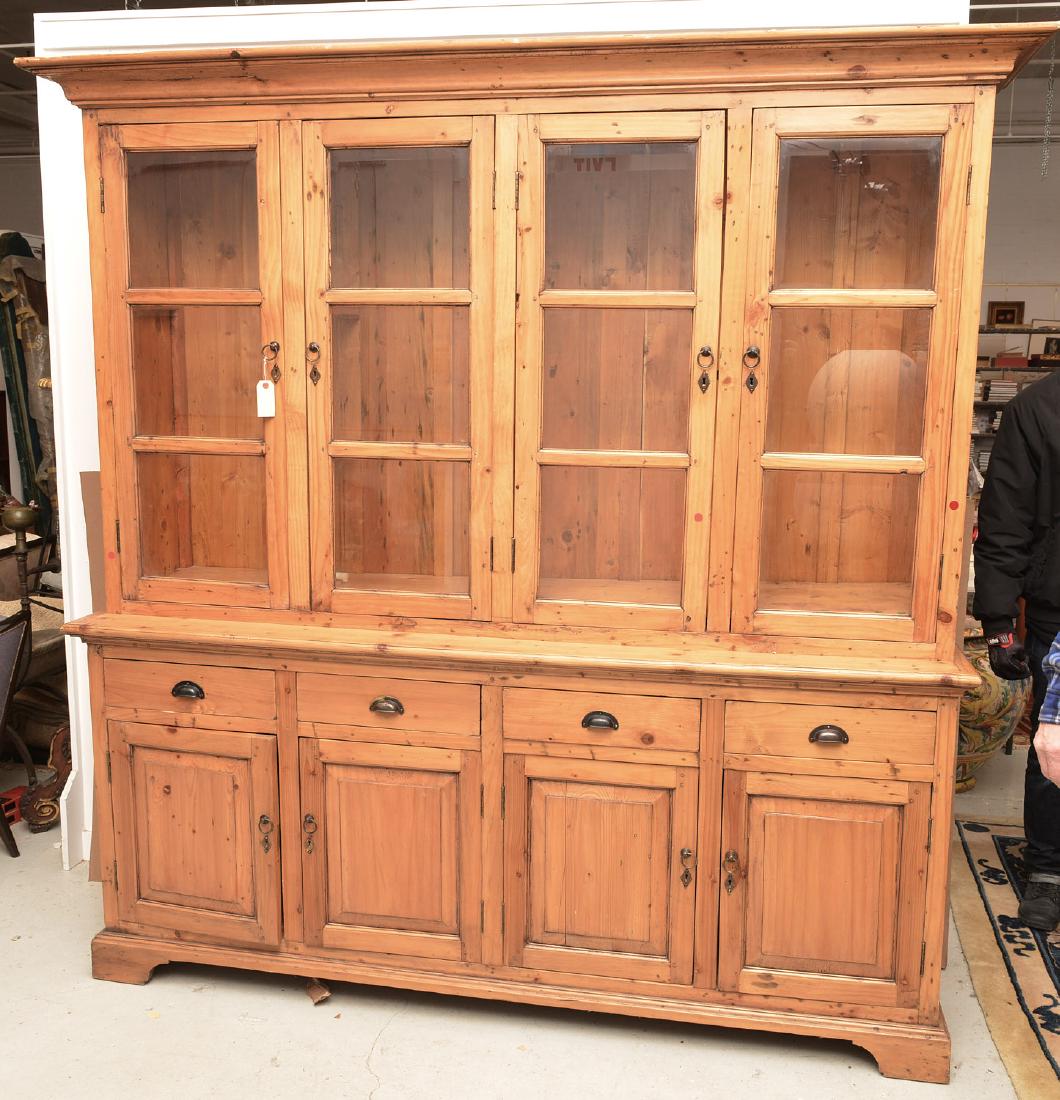 English waxed pine bookcase cabinet (1 of 8)