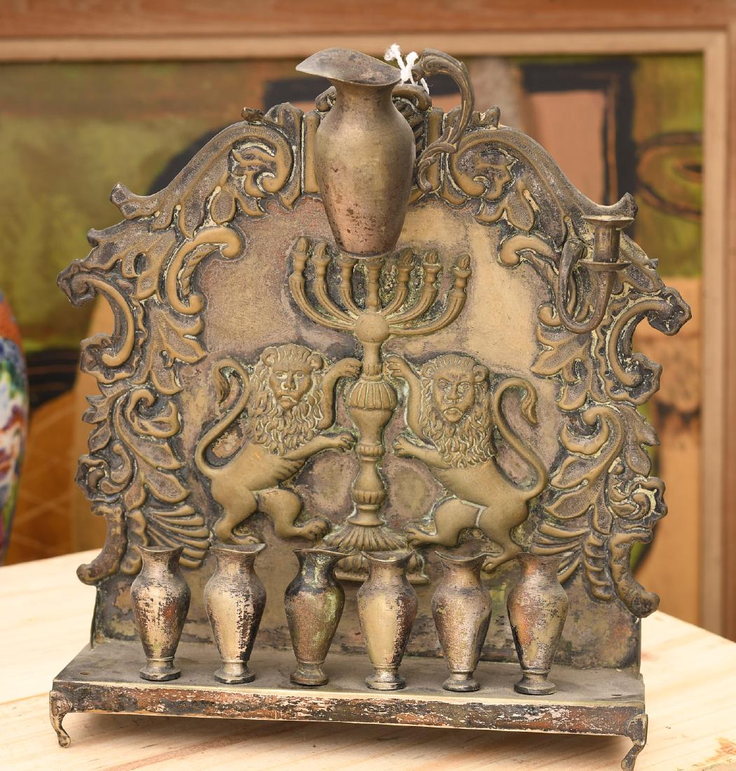 Antique silver plated Hanukkah oil menorah (1 of 7)