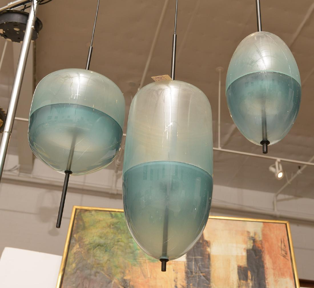 Set (3) Murano style green glass pendant lights (1 of 6)