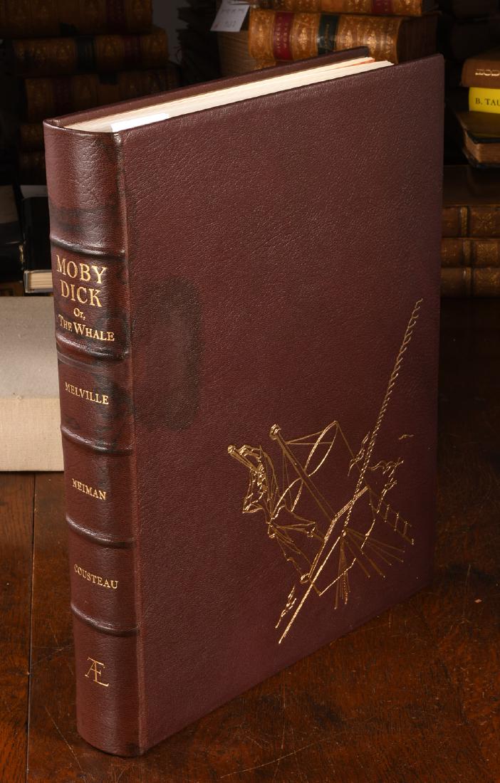 BOOKS: Moby Dick Ltd SIGNED Leroy Neiman Cousteau: BOOKS: Moby Dick Ltd SIGNED Leroy Neiman Cousteau, Herman Melville. Moby Dick, or, the whale. Preface by Jacques Cousteau, Illustrated by LeRoy Neiman. The Artist's Limited Edition, New York. 1975. Ha