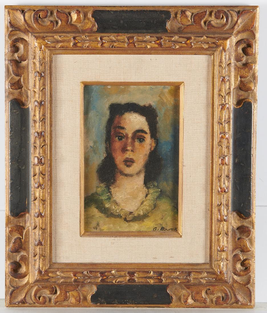 Alexander Brook, painting: Alexander Brook, painting, Alexander Brook (American, 1898-1980), Portrait of a woman, oil on canvas, signed lower right, 9"h x 6"w, framed