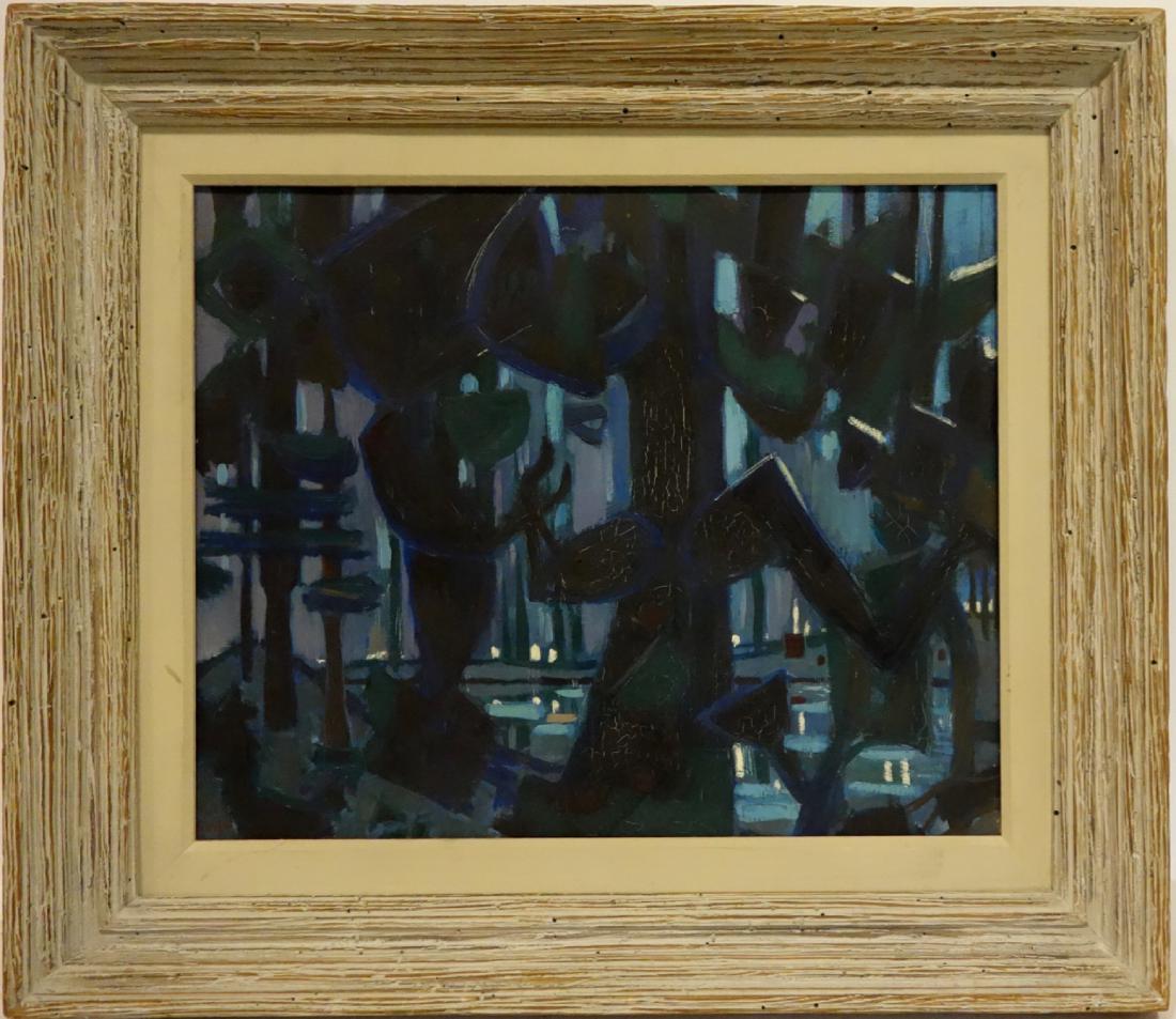 Paul Charlot, painting: Paul Charlot, painting, Paul Charlot (French, 1906-1985), "Clairfontaine", abstract landscape, 1956, oil on canvas, signed lower left, signed, dated, and titled verso, 15"h x 18"w, framed