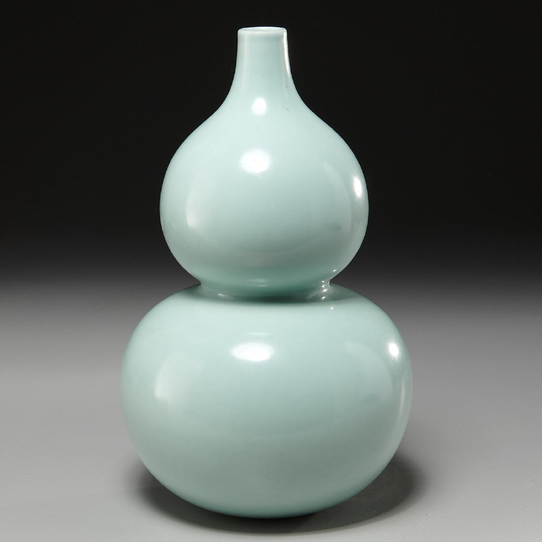 Chinese celadon-glaze double gourd vase (1 of 4)