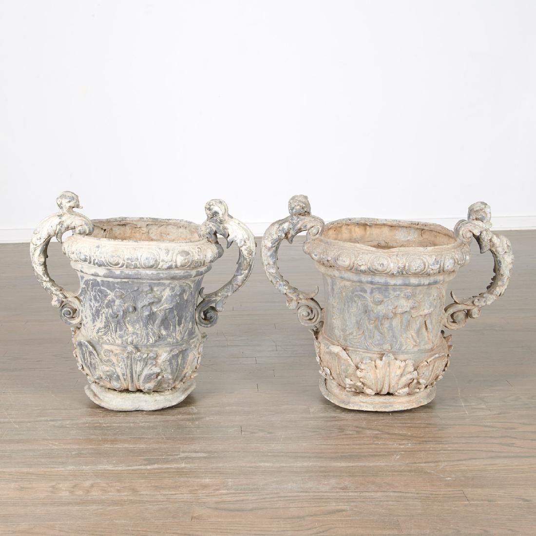 Pair Charles II style lead garden urns (1 of 10)