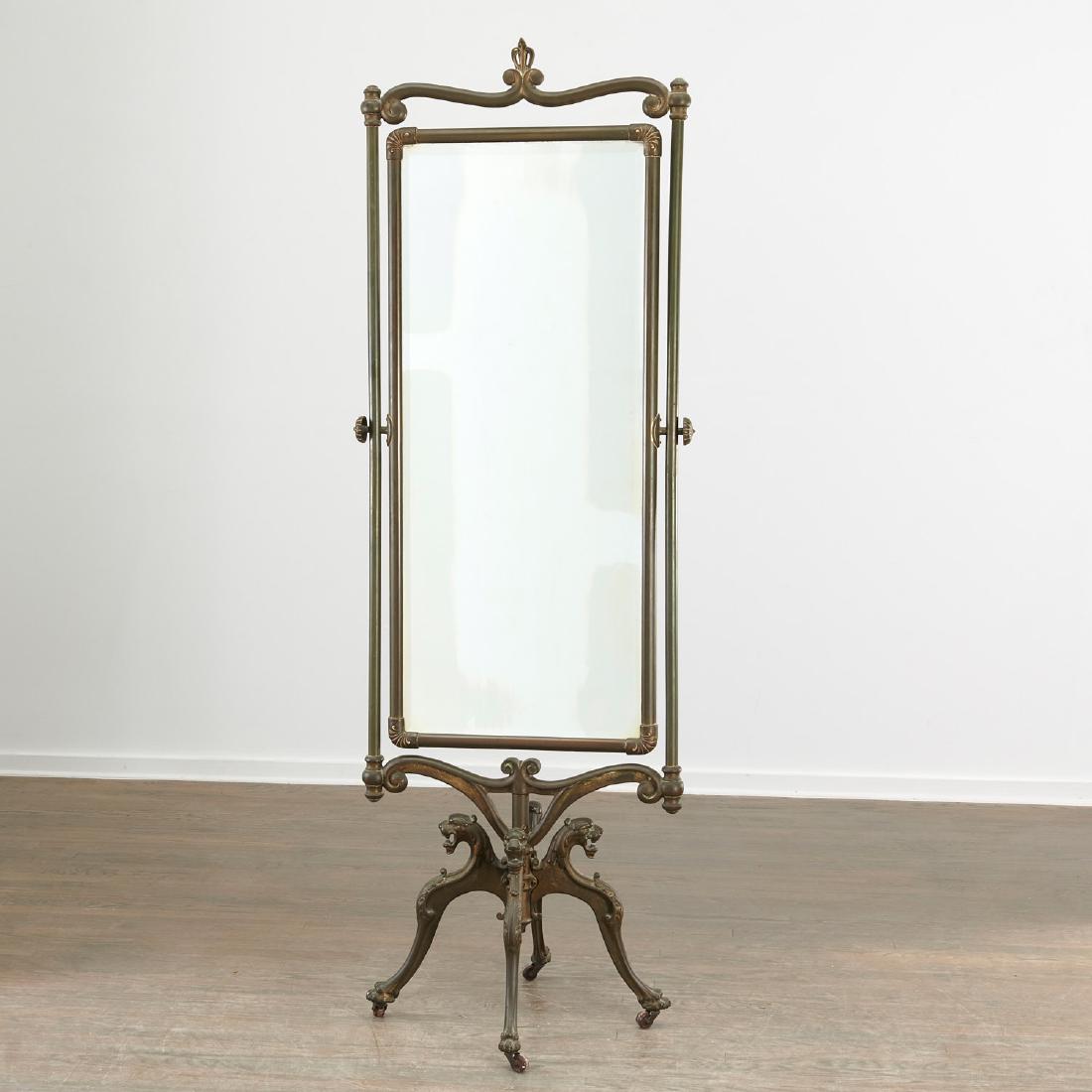 Art Nouveau brass cheval mirror (1 of 8)