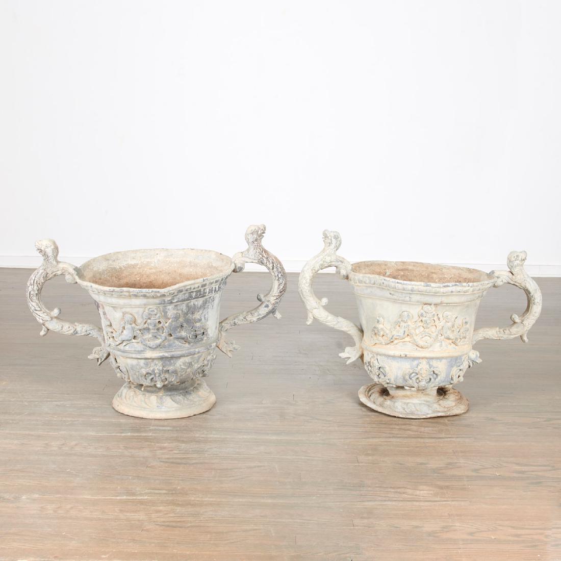 Pair Charles II style lead garden urns (1 of 10)