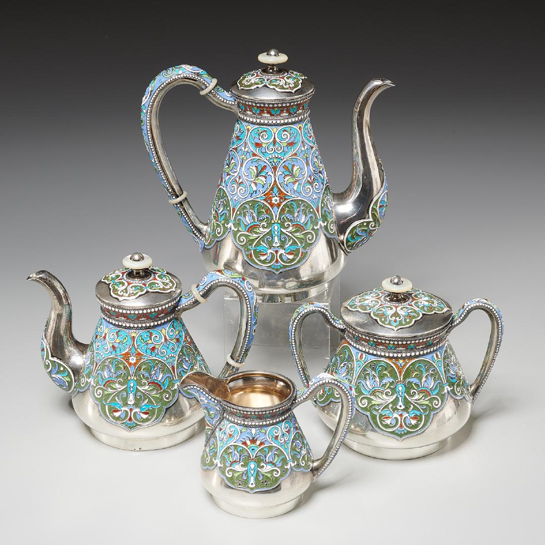 Vasily Agafonov enameled silver coffee service (1 of 10)