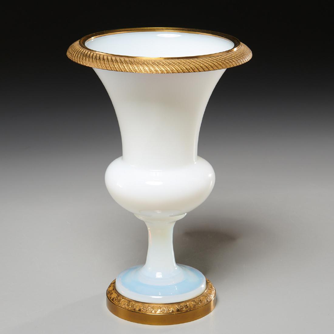 Empire style brass-mounted white opaline glass urn (1 of 6)