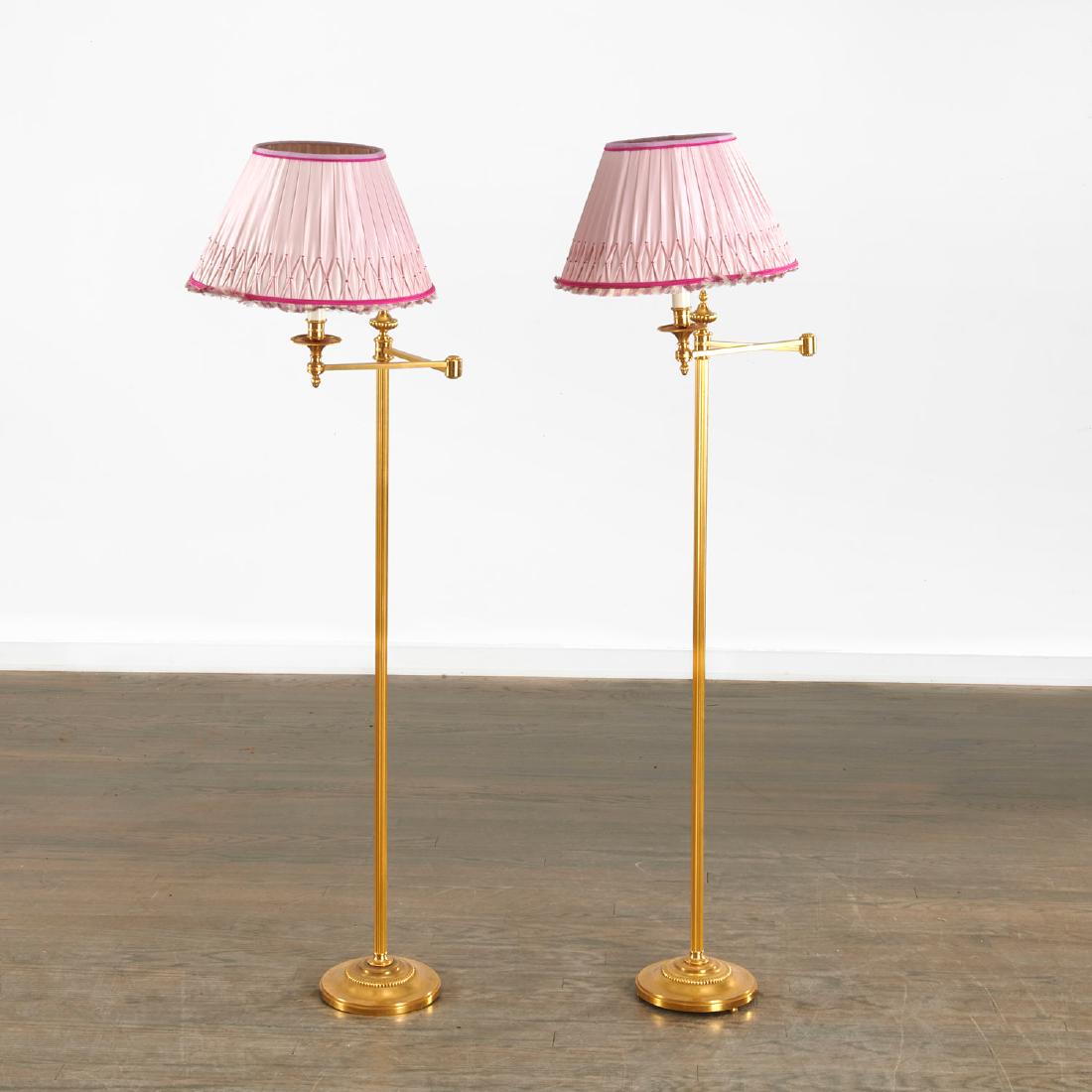Quality pair bronze swing arm floor lamps (1 of 6)