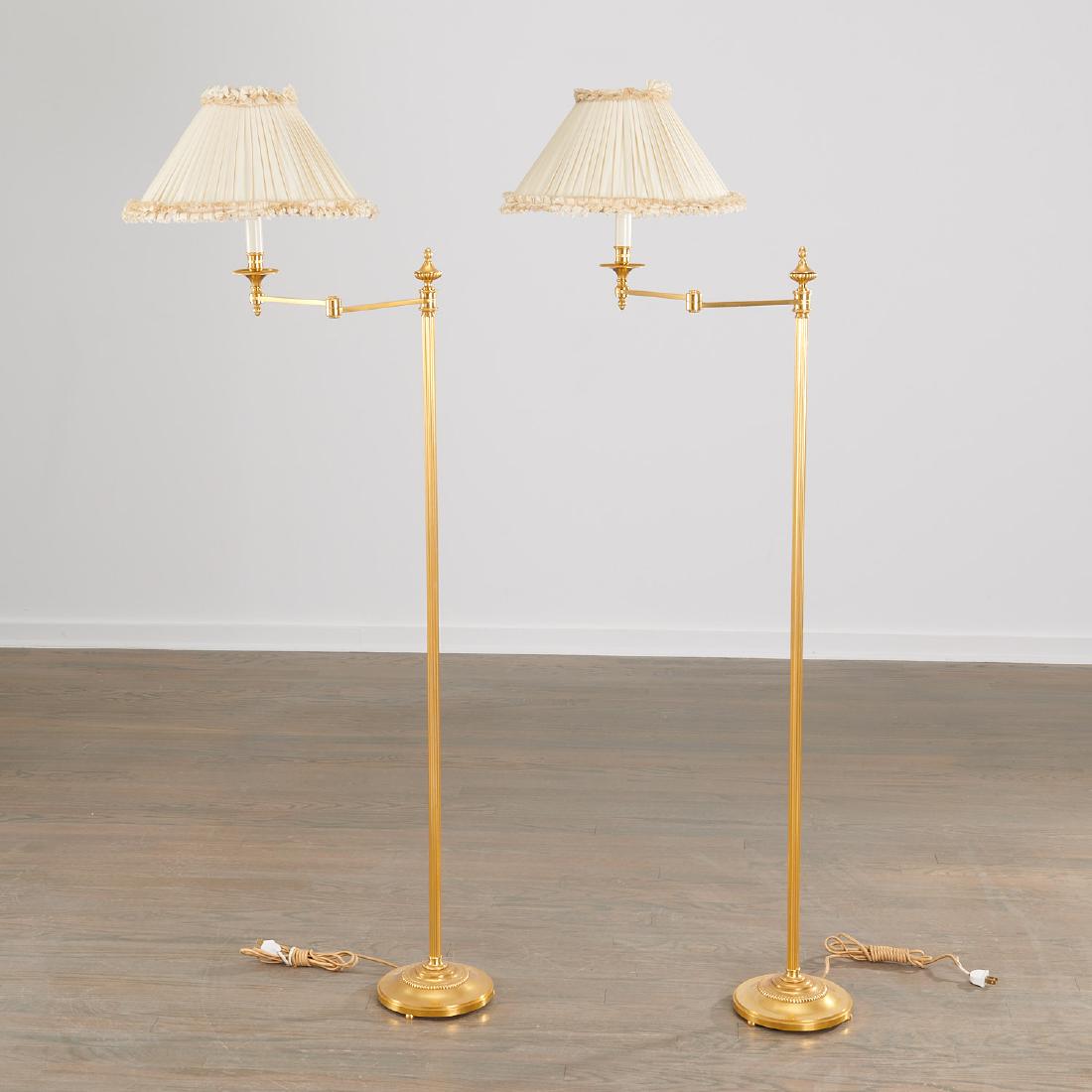 Quality pair bronze swing arm floor lamps (1 of 5)