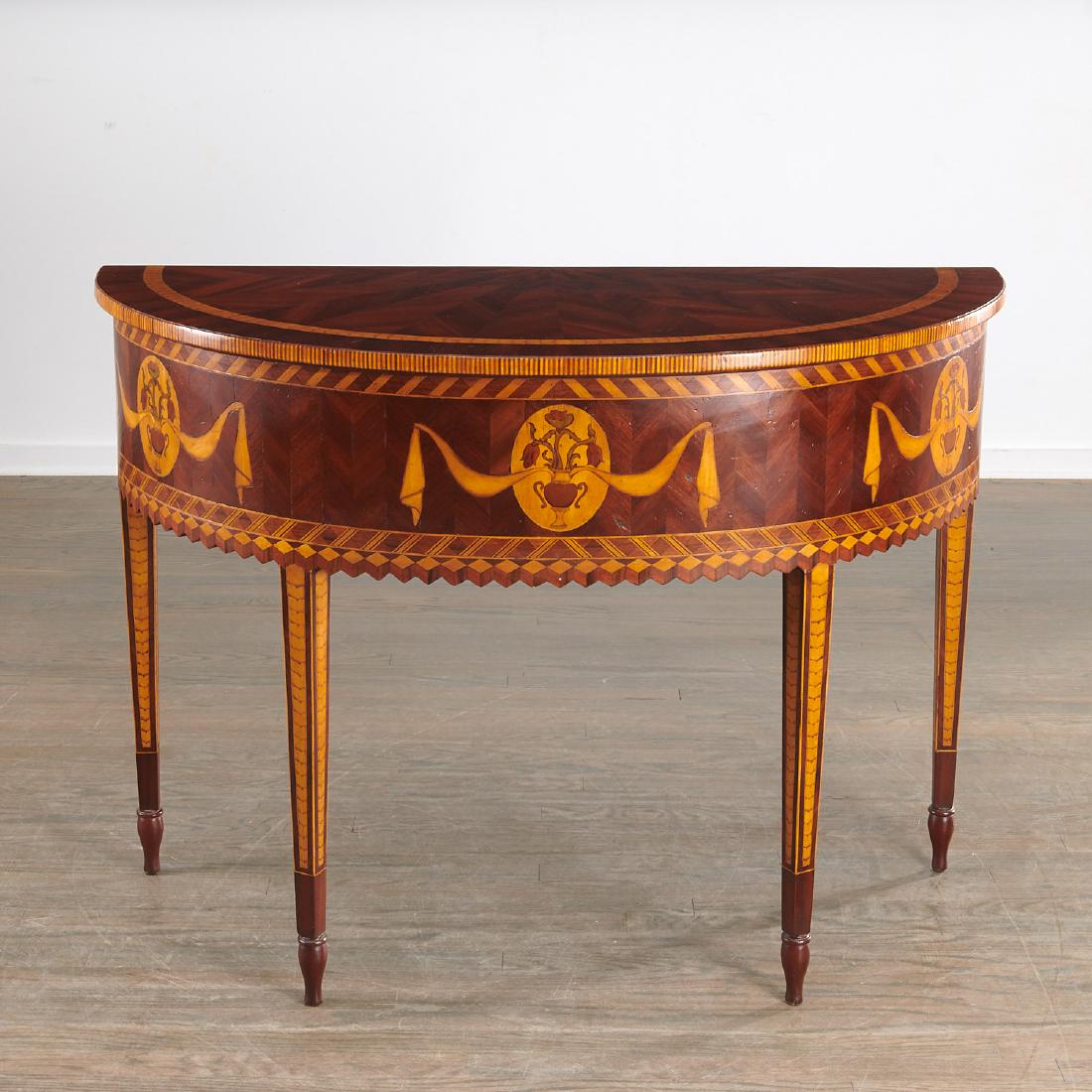 Alfonso Marina parquetry demilune table (1 of 10)