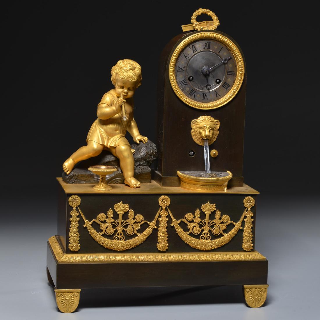 Charles X bronze animated fountain mantel clock (1 of 10)