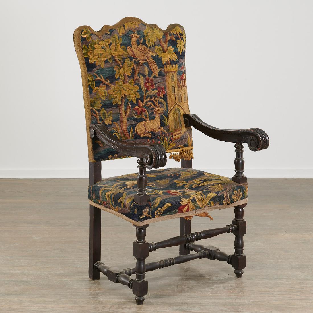 Flemish Baroque verdure tapestry armchair (1 of 9)