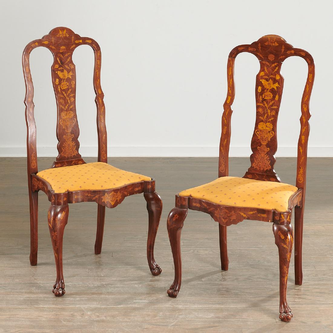Pair Dutch marquetry side chairs (1 of 9)