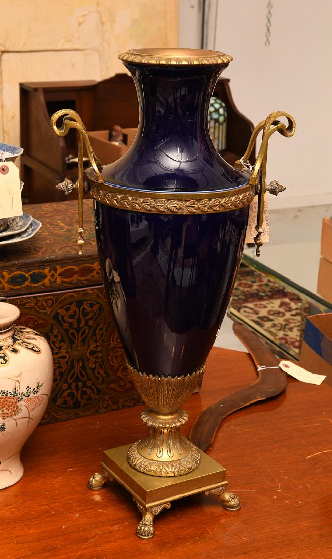 Large Sevres-style bronze mounted porcelain urn (1 of 6)
