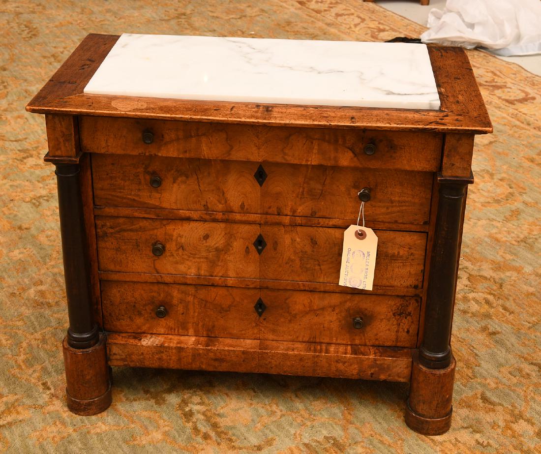 Miniature Empire style marble top chest (1 of 7)