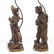 Pair Asian carved wood figural lamps - 7