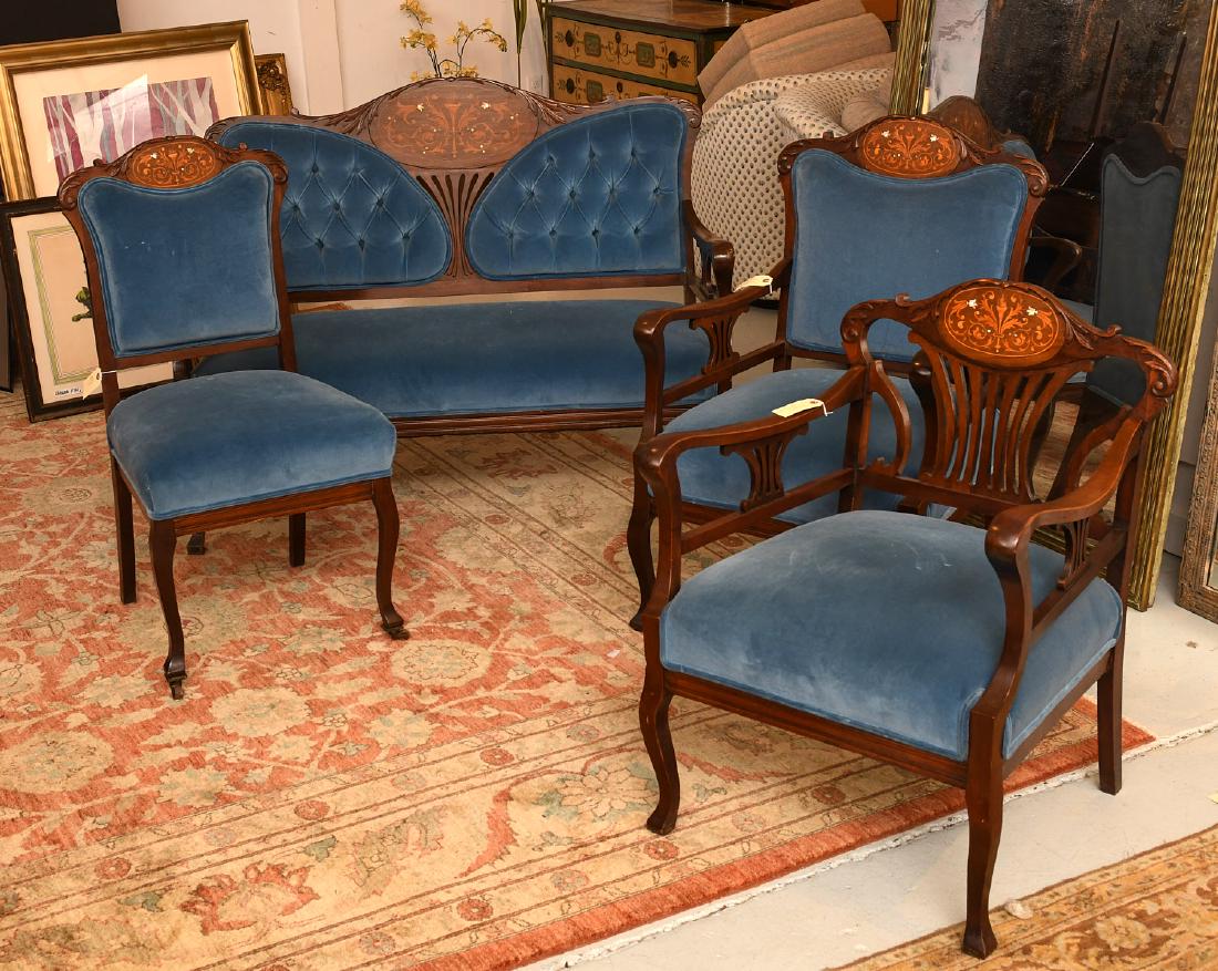 Edwardian marquetry inlaid parlor suite (1 of 10)