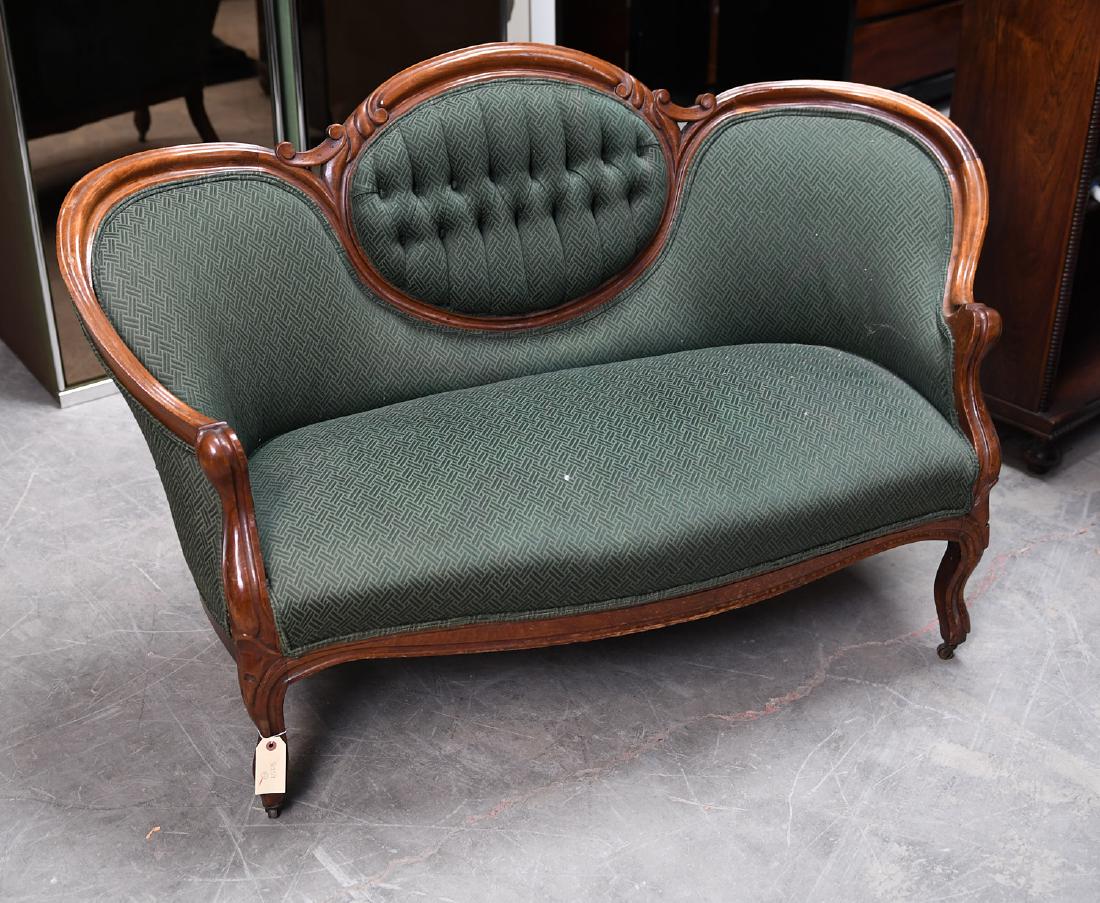 Victorian Rococo Revival upholstered settee (1 of 5)