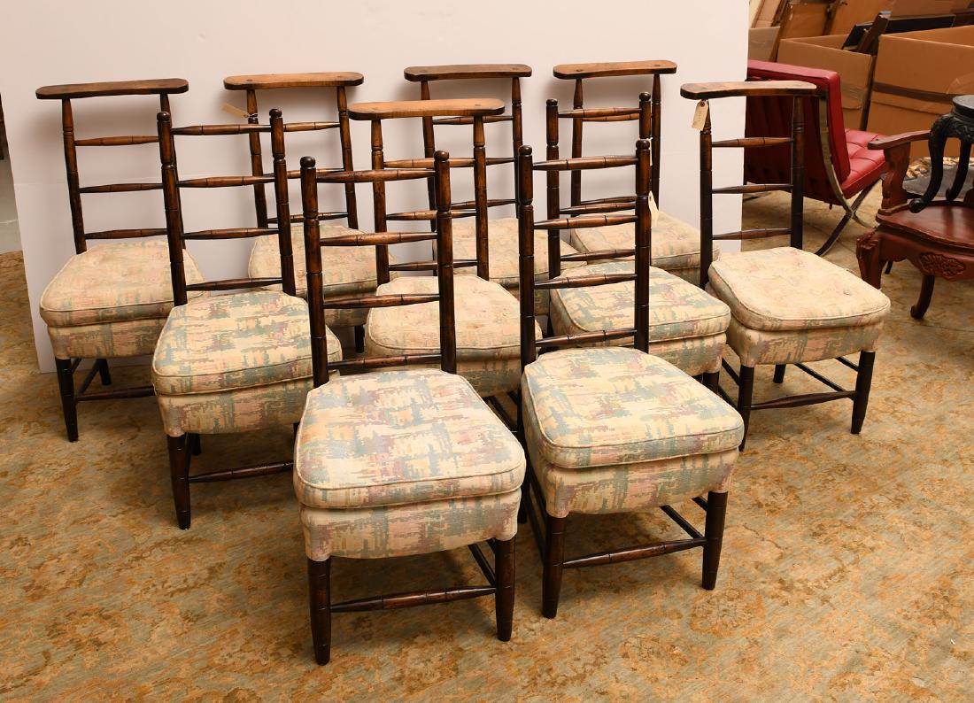Set (10) antique French ladder back chairs (1 of 8)