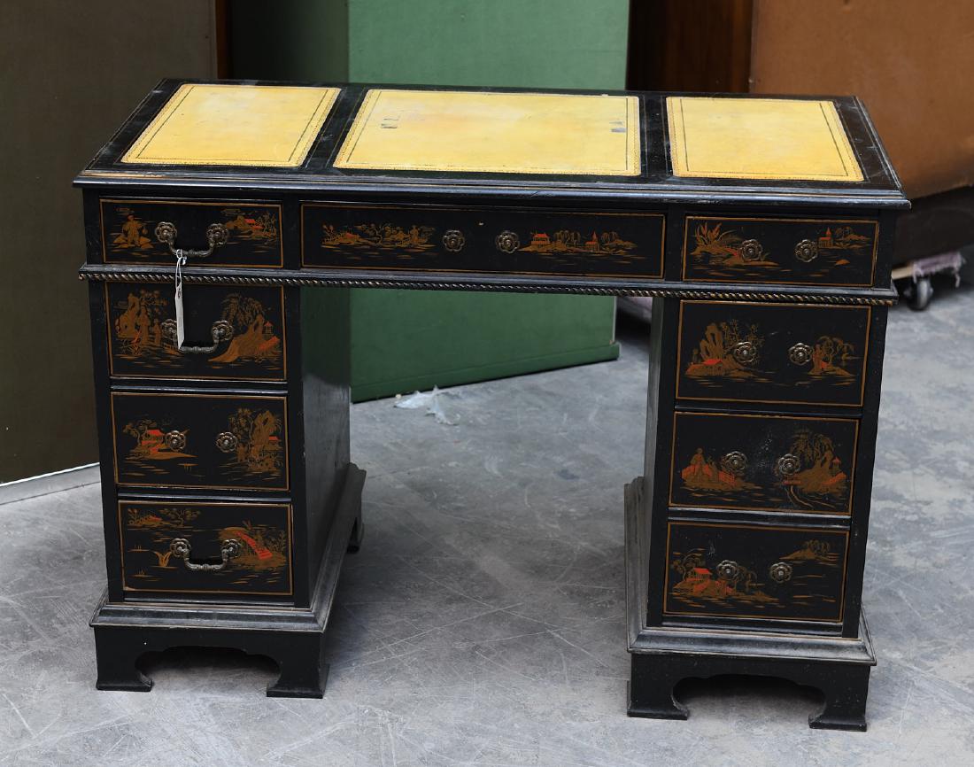 Chinoiserie style pedestal desk (1 of 9)