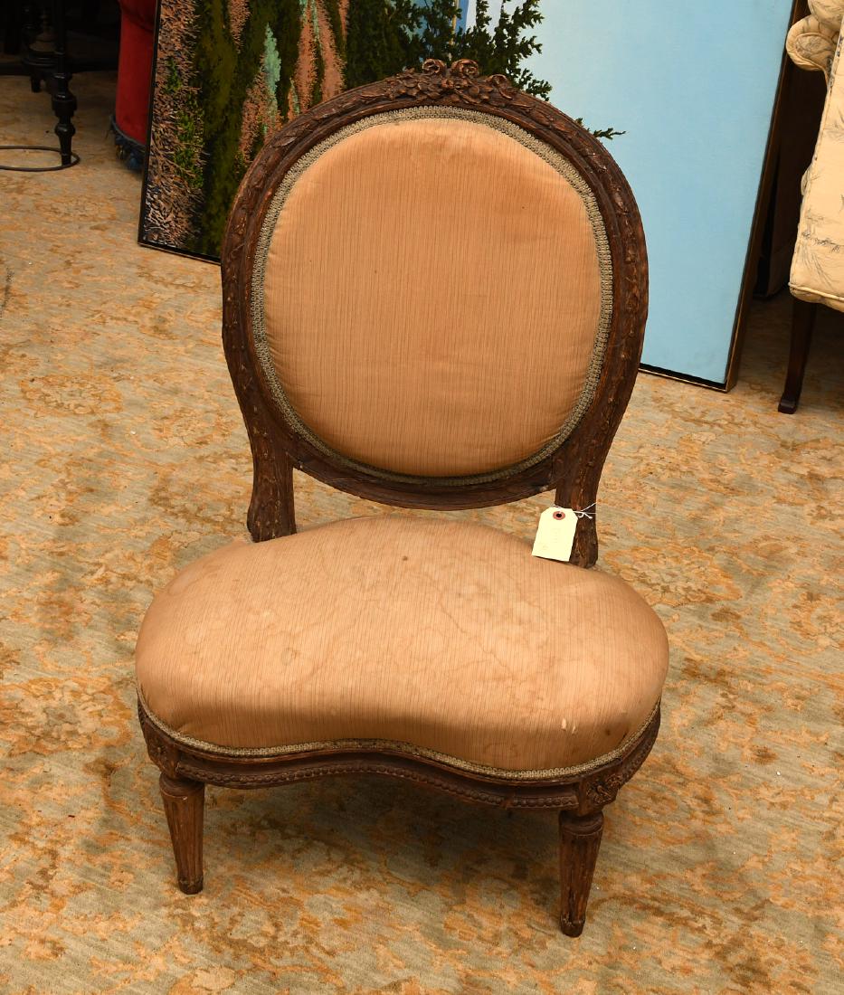 Louis XVI carved beechwood slipper chair (1 of 7)